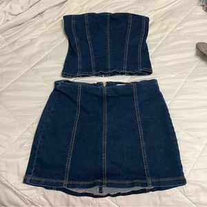 Denim Top & High Rise Jean Set